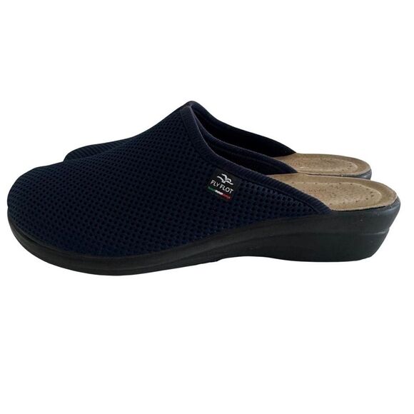 Fly Flot Navy Blue Mesh Anti-Shock Anatomic Slip On Clog Mules EU 39 US 8